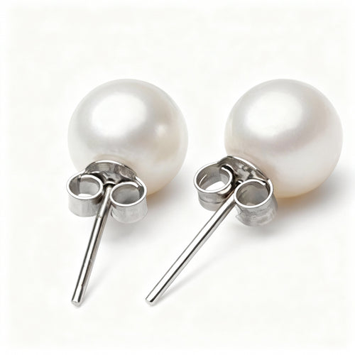 Pearl Stud Earrings - 925 Sterling Silver