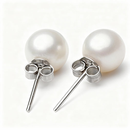 Pearl Stud Earrings - 925 Sterling Silver
