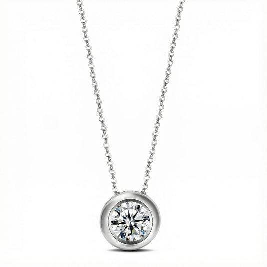 Silver Pendant Zircona Necklace - 925 Sterling Silver
