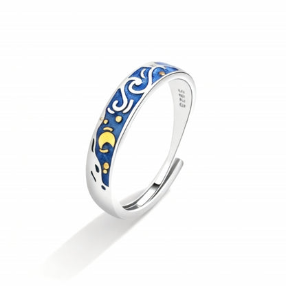 Starry Night Couple Rings - (Adjustable) - 925 Sterling Silver