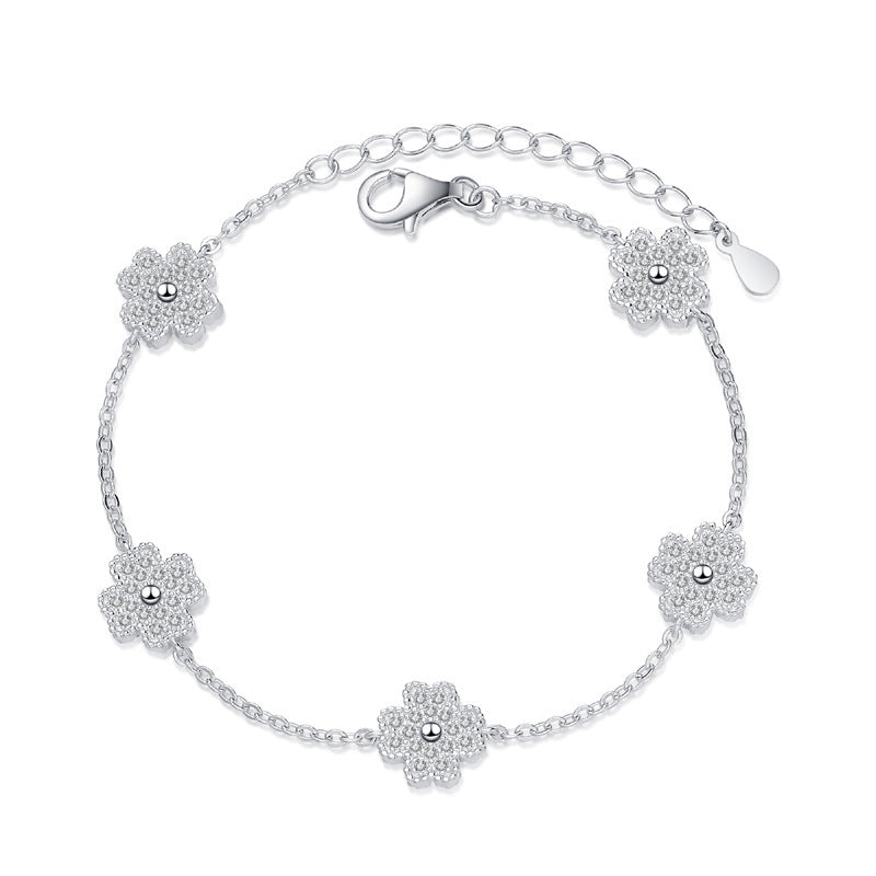 Flower Moissanite Bracelet - 925 Sterling Silver