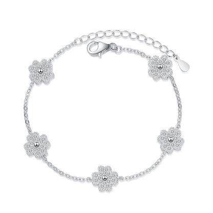 Flower Moissanite Bracelet - 925 Sterling Silver
