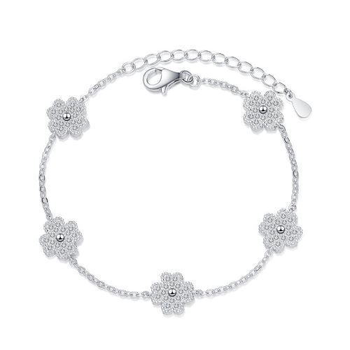 Flower Moissanite Bracelet - 925 Sterling Silver