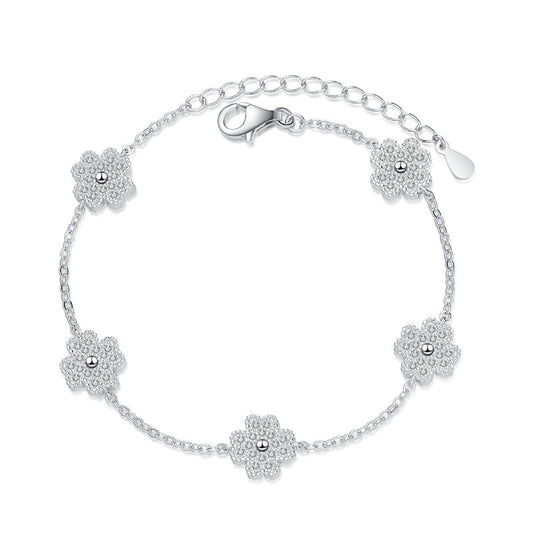 Flower Moissanite Bracelet - 925 Sterling Silver