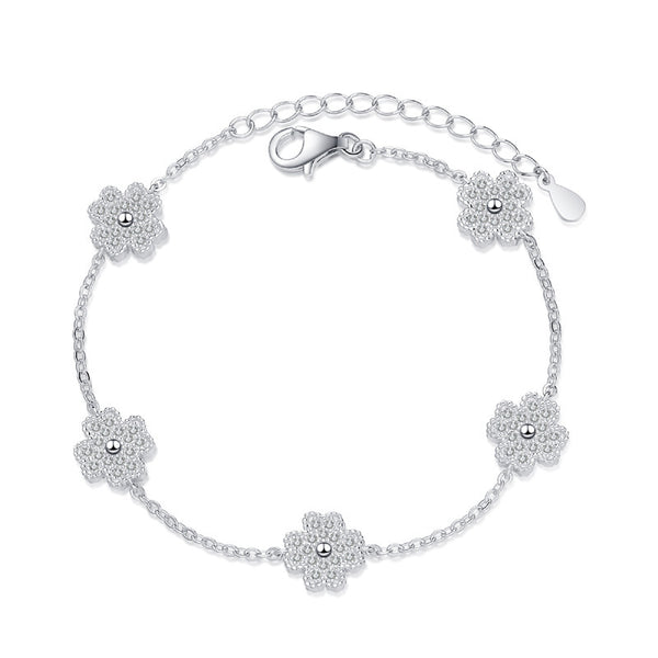 Flower Moissanite Bracelet - 925 Sterling Silver