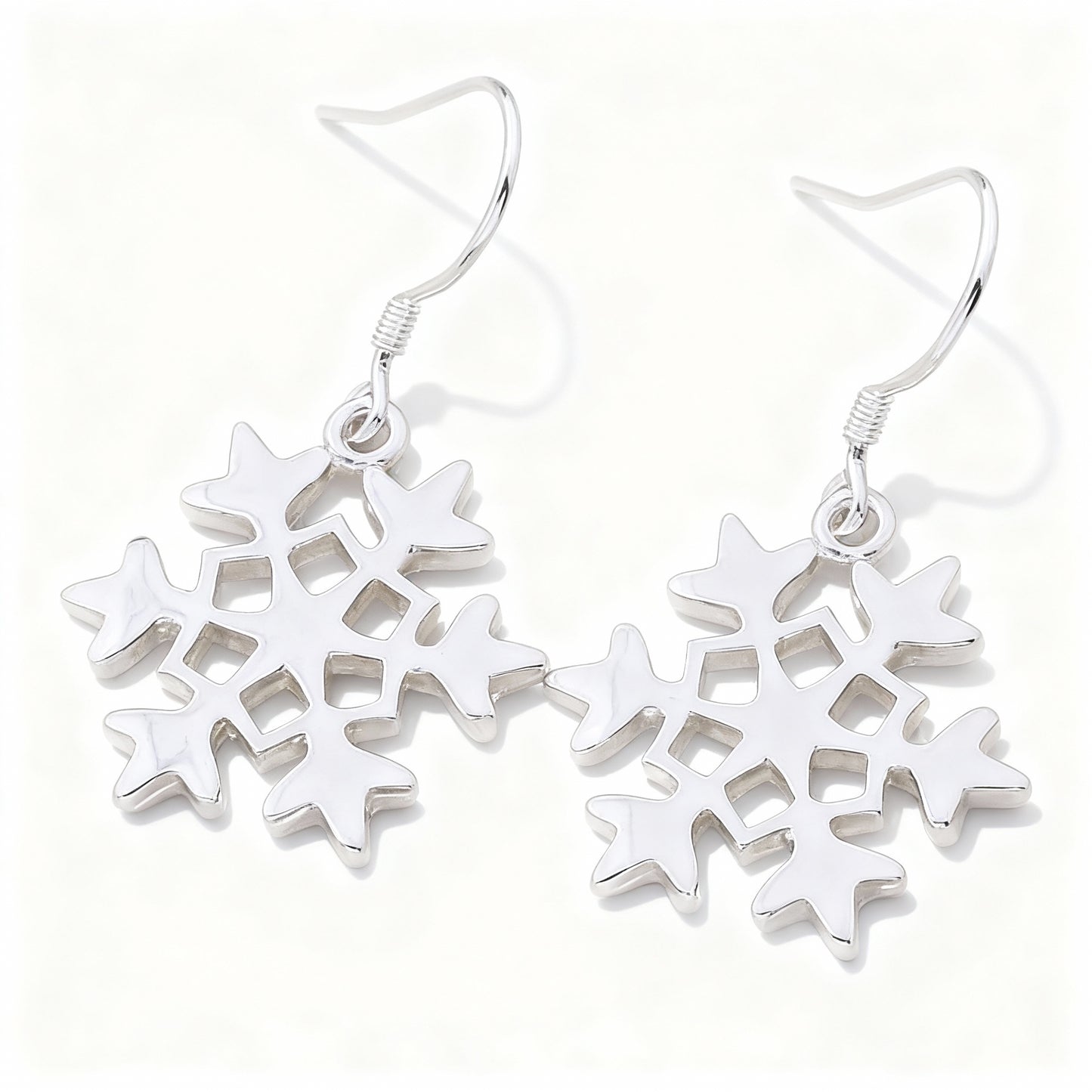Minimalist Snowflake Earrings - Silver Plated