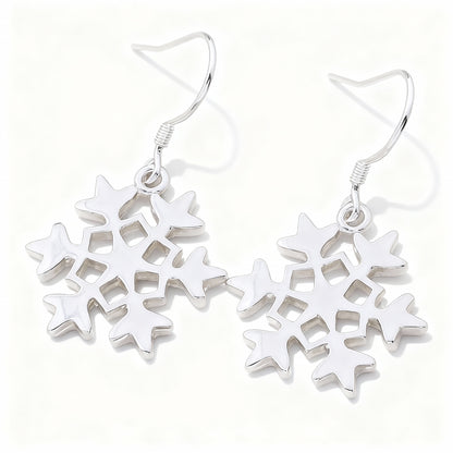 Minimalist Snowflake Earrings - Silver Plated