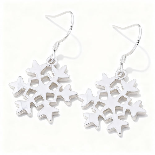 Minimalist Snowflake Earrings - Silver Plated