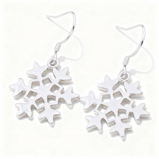 Minimalist Snowflake Earrings - Silver Plated