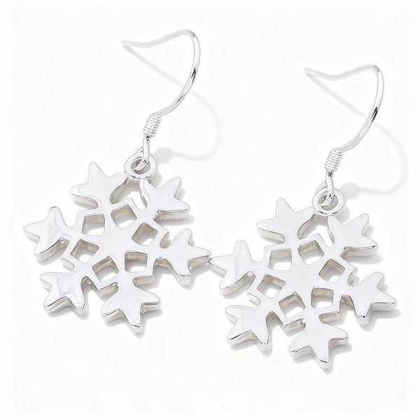 Minimalist Snowflake Earrings - Silver Plated