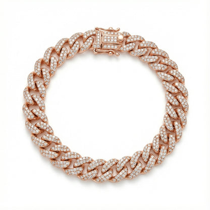 Cuban Zircon Diamond Bracelet - 925 Sterling Silver