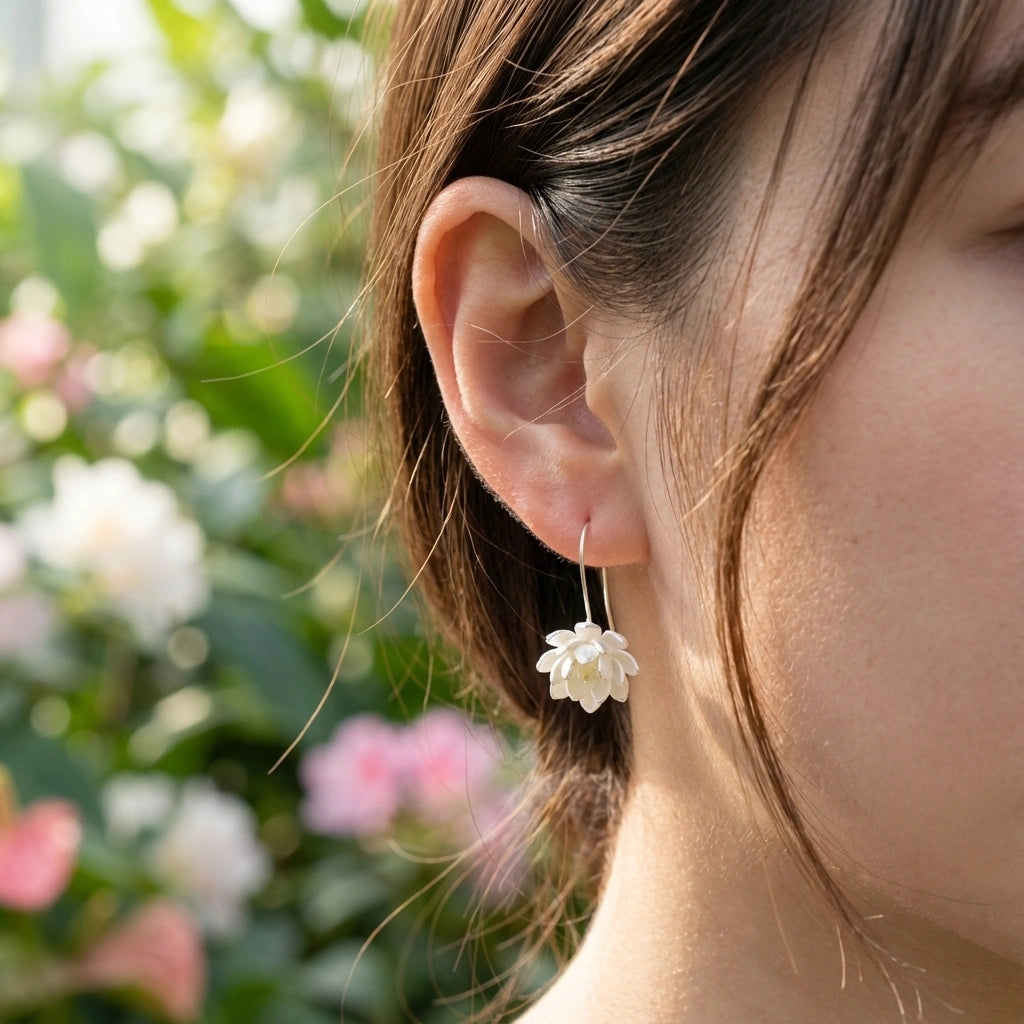 Lotus Earrings - 925 Sterling Silver