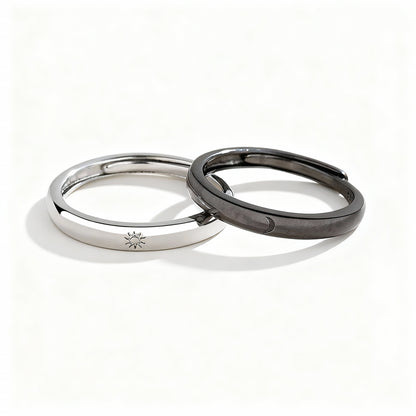 Sun & Moon Minimal Couple Rings - 925 Sterling Silver