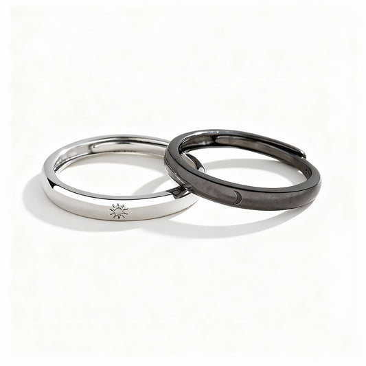 Sun & Moon Minimal Couple Rings - 925 Sterling Silver