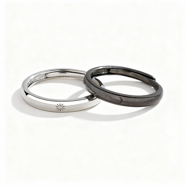 Sun & Moon Minimal Couple Rings - 925 Sterling Silver
