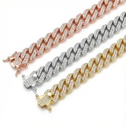 Cuban Zircon Diamond Bracelet - 925 Sterling Silver