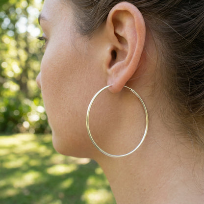 Round Hoop Earrings - Silver Plated