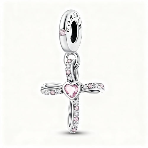 Charm "Heart Cross" 925 Sterling Silver