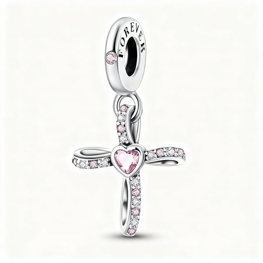 Charm "Heart Cross" 925 Sterling Silver