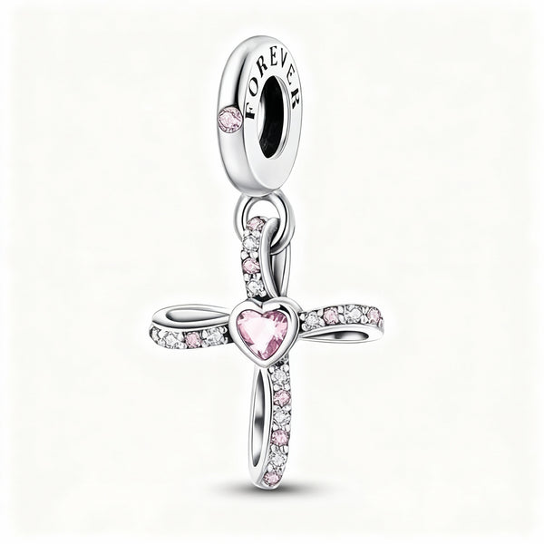 Charm "Heart Cross" 925 Sterling Silver