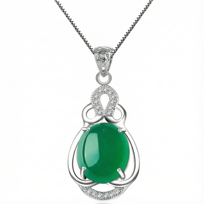 Green Chalcedony Necklace - 925 Sterling Silver