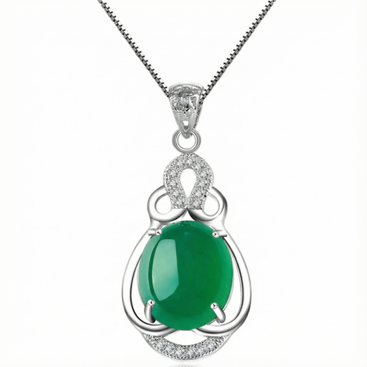 Green Chalcedony Necklace - 925 Sterling Silver