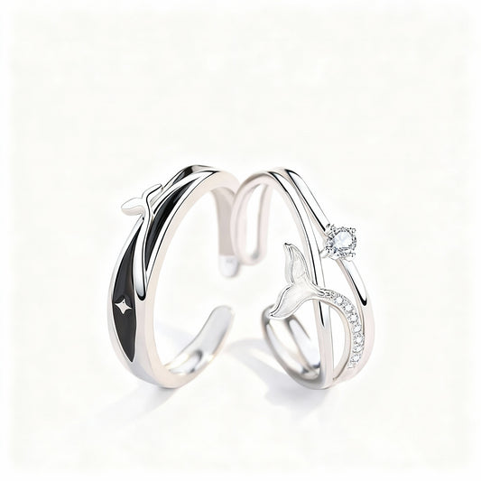 Whales Couple Rings - (Adjustable) - 925 Sterling Silver