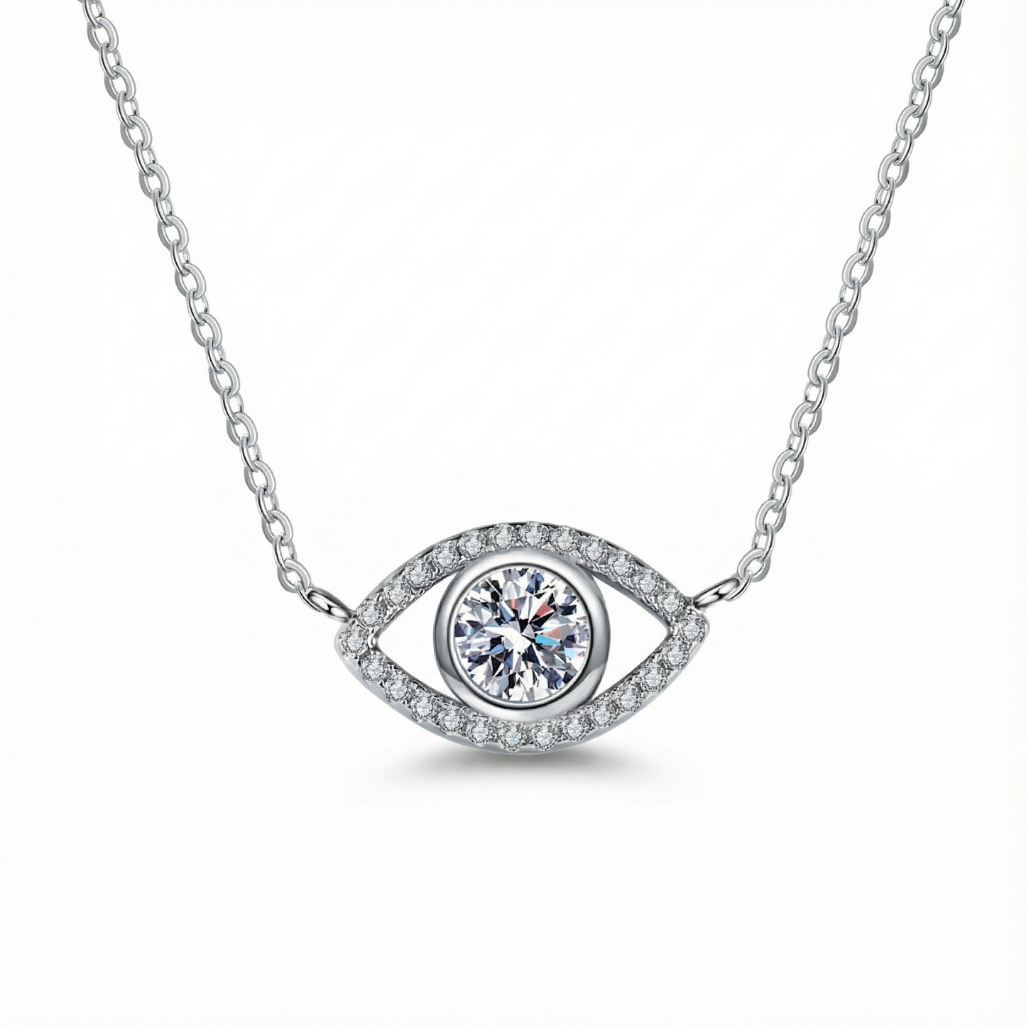 Angel Eye Moissanite Necklace - 925 Sterling Silver