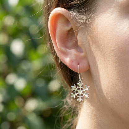 Minimalist Snowflake Earrings - Silver Plated