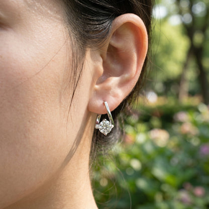 Silver Moissanite Earrings - 925 Sterling Silver