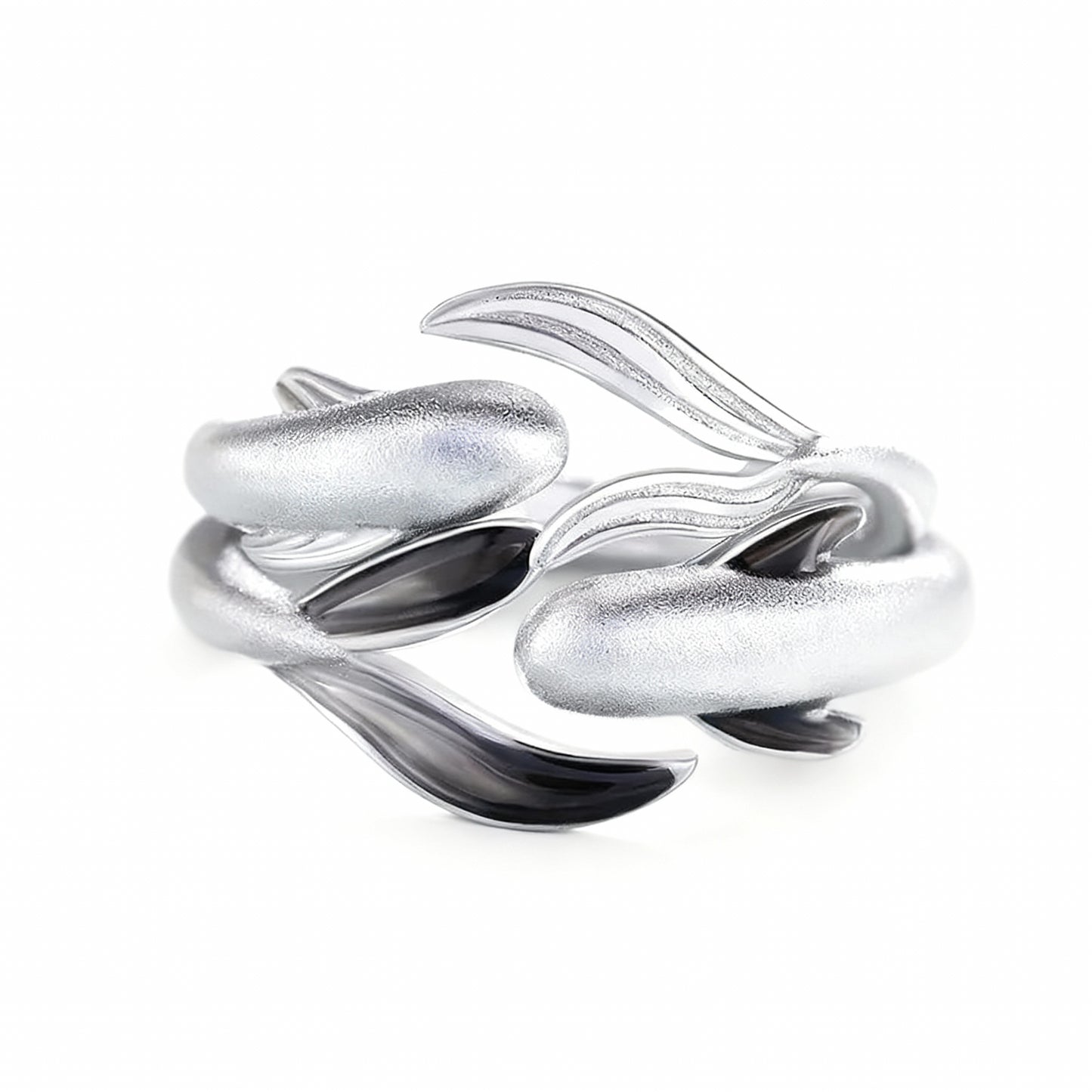 Koi Carp Couple Rings - (Adjustable) - 925 Sterling Silver