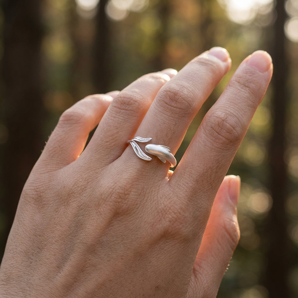 Koi Carp Couple Rings - (Adjustable) - 925 Sterling Silver