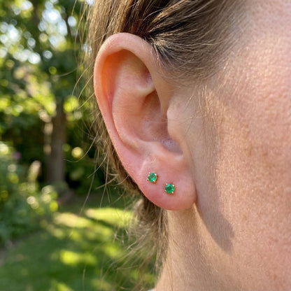 Emerald Stud Earrings - 925 Sterling Silver