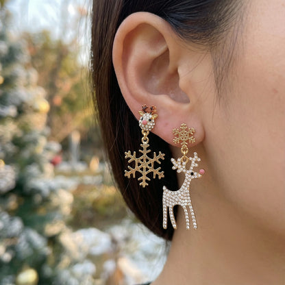 Snowflake & Reindeer Earrings - 925 Sterling Silver