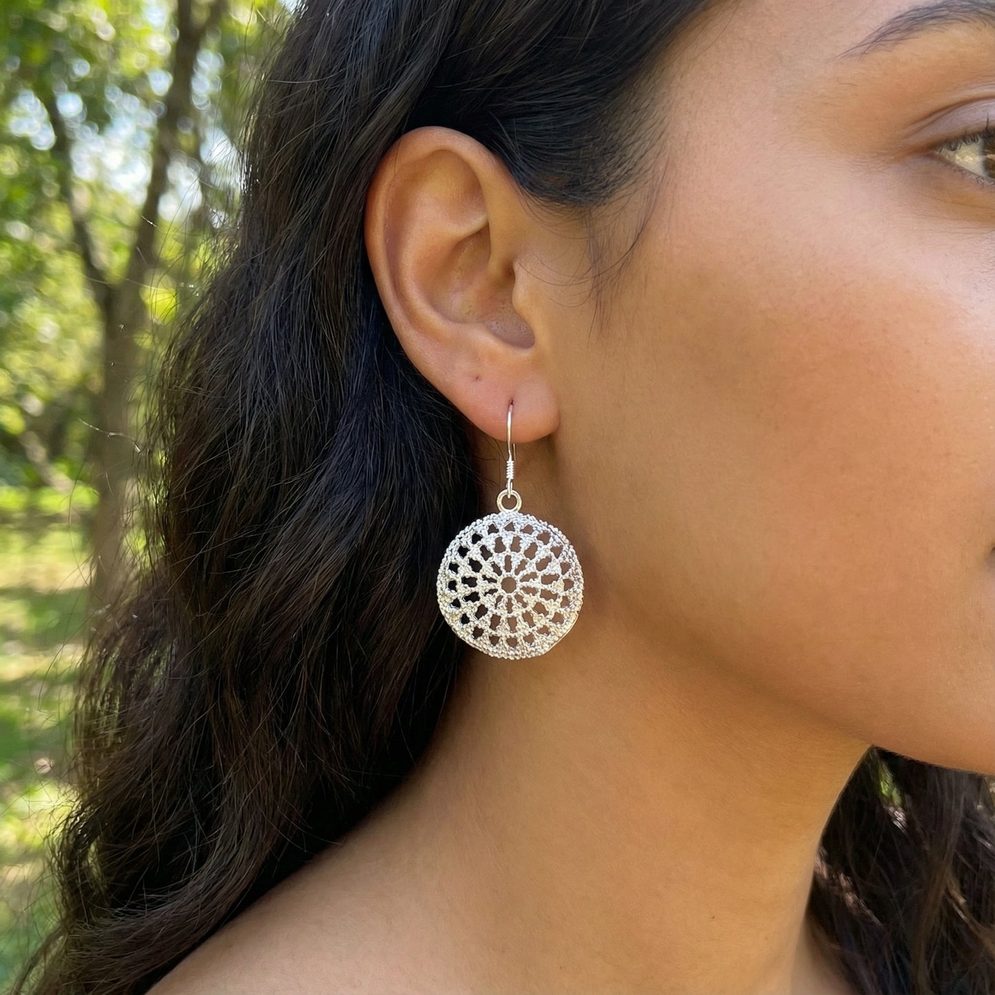 Hollow Disc Earrings - Silver Plated