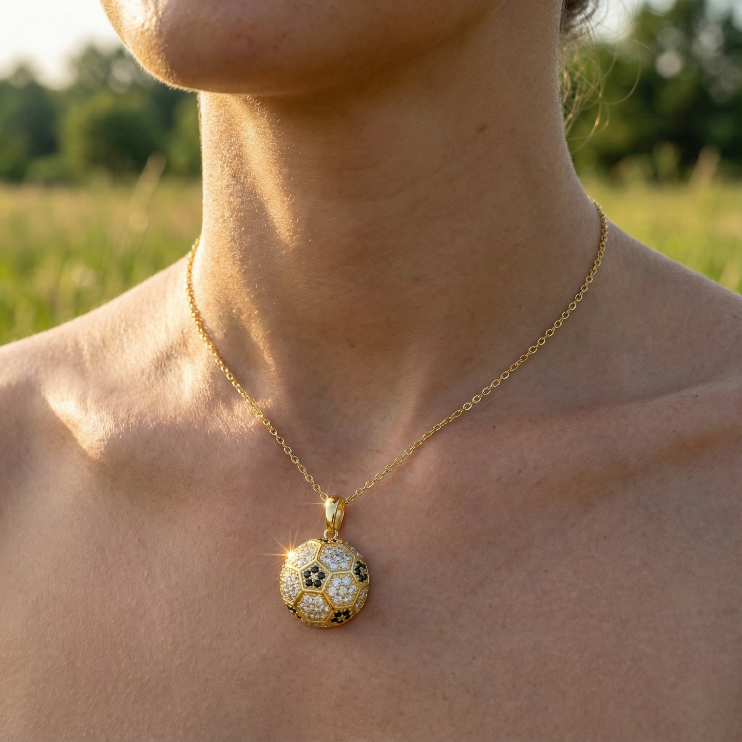 Football Moissanite Necklace - 925 Sterling Silver