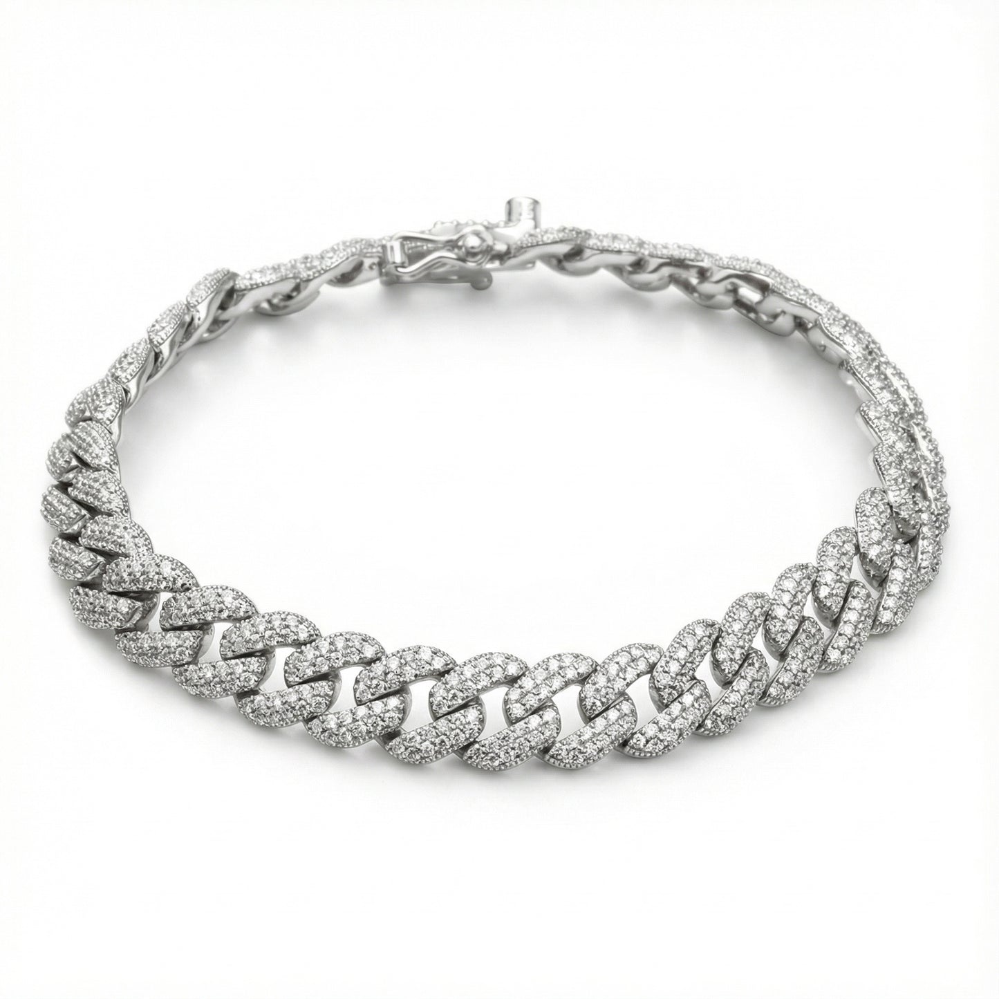 Cuban Zircon Diamond Bracelet - 925 Sterling Silver