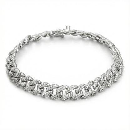 Cuban Zircon Diamond Bracelet - 925 Sterling Silver