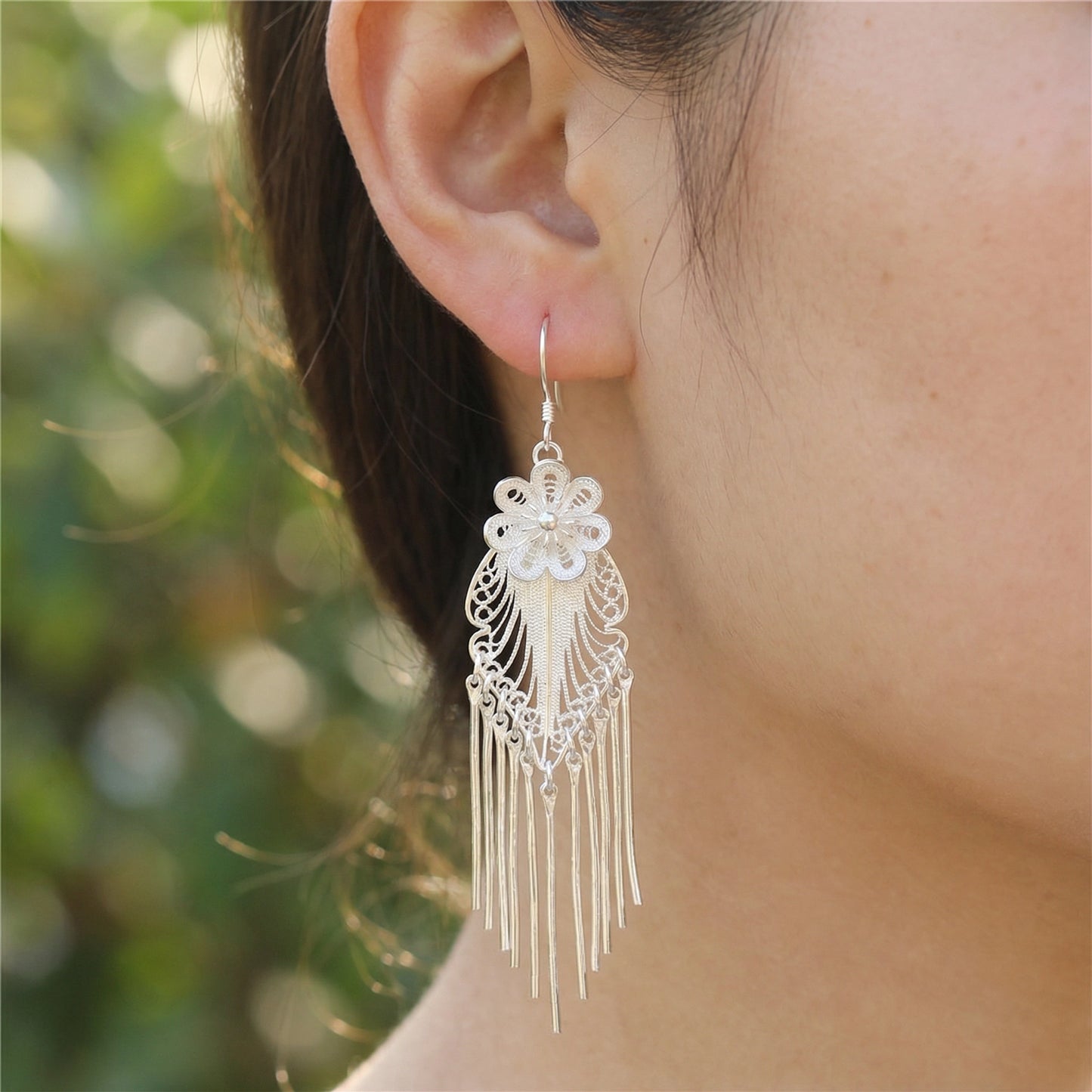 Miao Flower Earrings - 999 Fine Silver