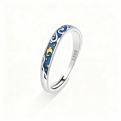 Starry Night Couple Rings - (Adjustable) - 925 Sterling Silver
