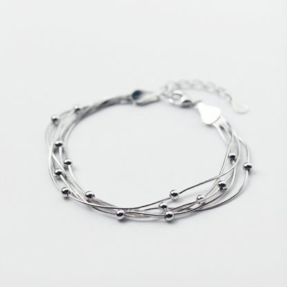 Multilayer Beaded Bracelet - 925 Sterling Silver