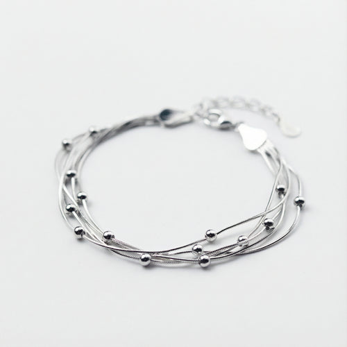 Multilayer Beaded Bracelet - 925 Sterling Silver