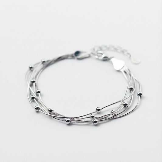 Multilayer Beaded Bracelet - 925 Sterling Silver