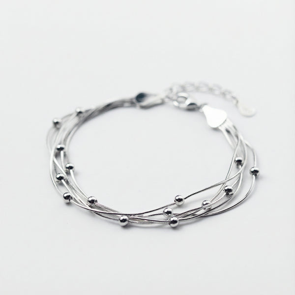 Multilayer Beaded Bracelet - 925 Sterling Silver