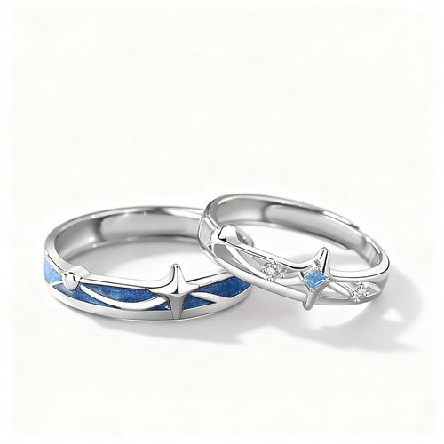 Cosmos Couple Rings - (Adjustable) - 925 Sterling Silver