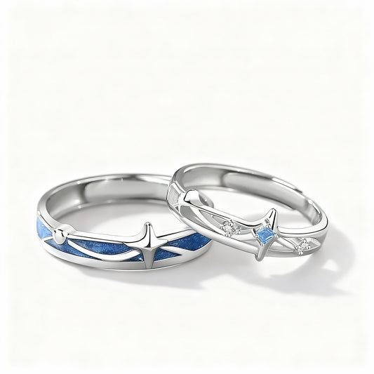 Cosmos Couple Rings - (Adjustable) - 925 Sterling Silver