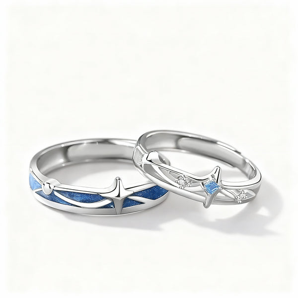 Cosmos Couple Rings - (Adjustable) - 925 Sterling Silver