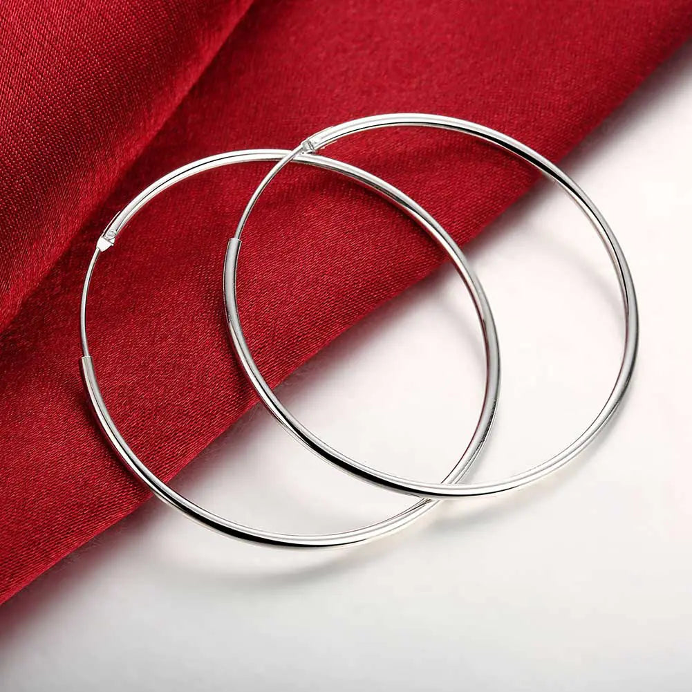 Round Hoop Earrings - Silver Plated