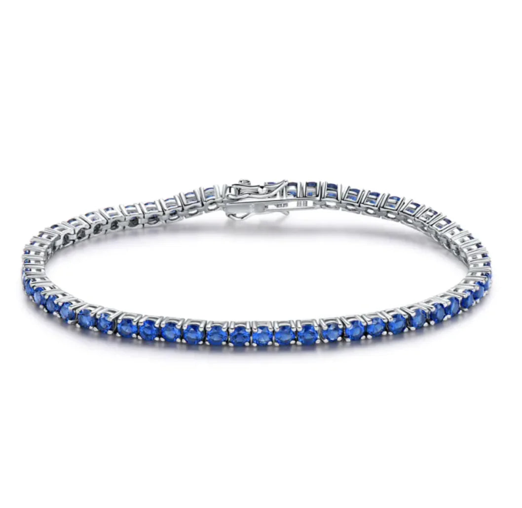 Gemstone Bracelet - 925 Sterling Silver - (Various Colours)