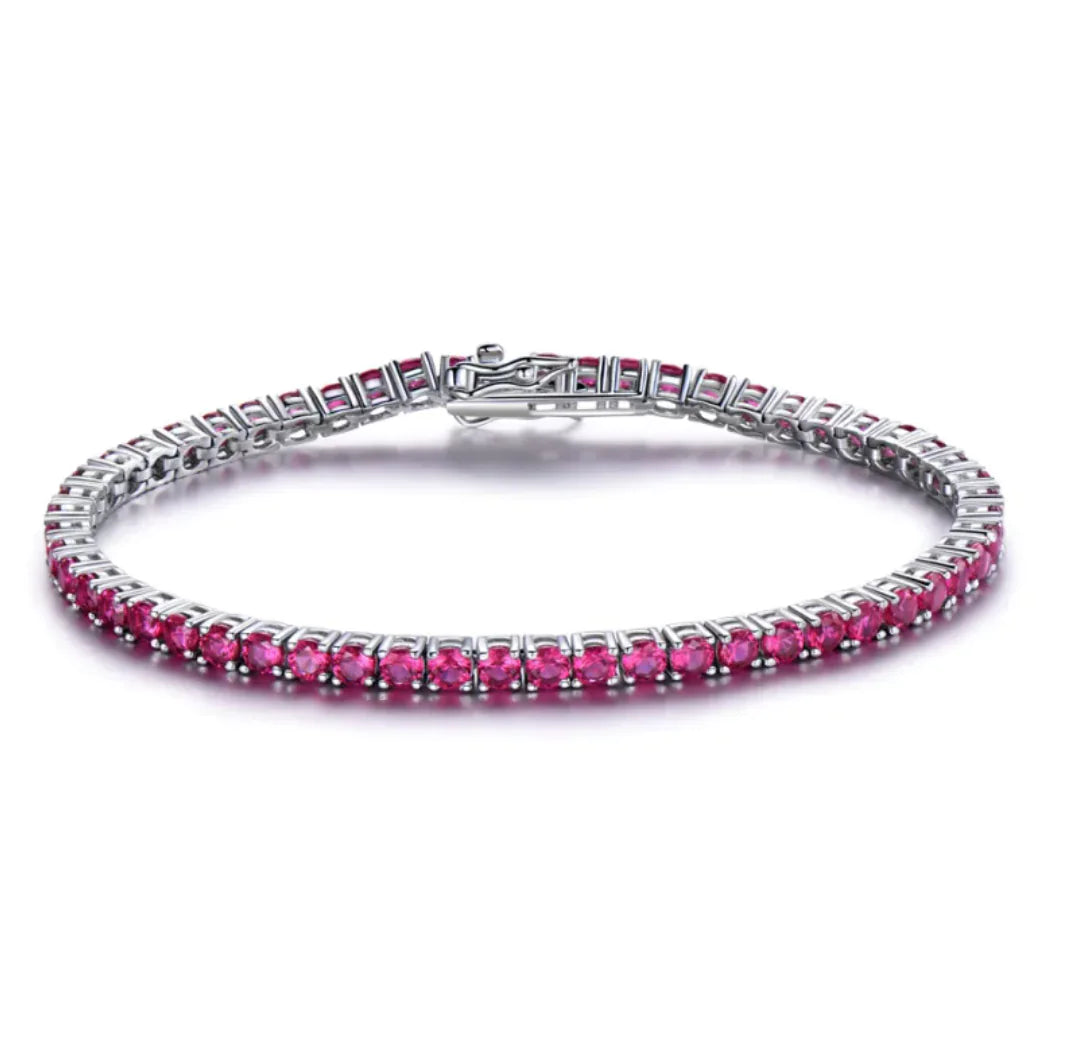 Gemstone Bracelet - 925 Sterling Silver - (Various Colours)